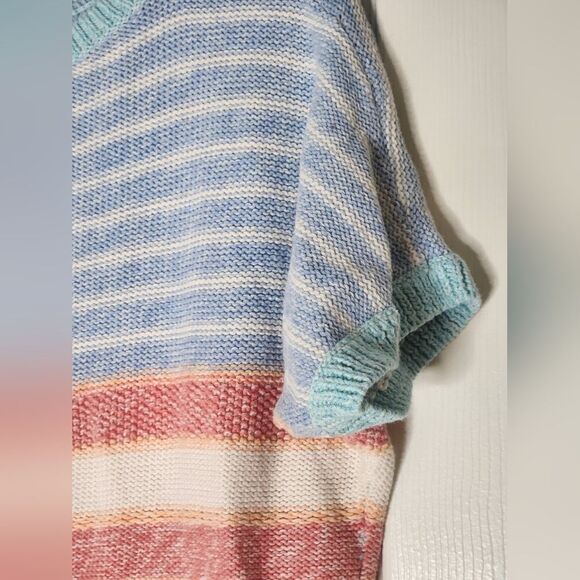 Chaps M Rainbow Pastel Knit  Dolman Shortsleeves  Women's Top - Picture 4 of 9